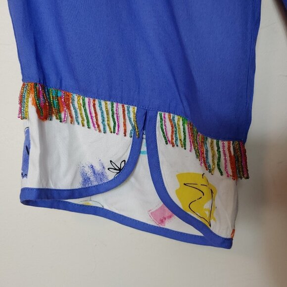 Vintage Lagenlook Pants Beaded Rayon Boho Pull On Whimsicore Dopamine Dressing - Picture 2 of 6